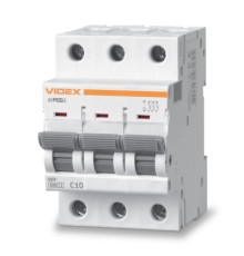 Автоматичний вимикач Videx RS6 RESIST 3п 10А 6кА С (VF-RS6-AV3C10)