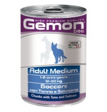 Консерви для собак Gemon Dog Wet Medium Adult шматочки з тунцем та лососем 415 г (8009470387880)