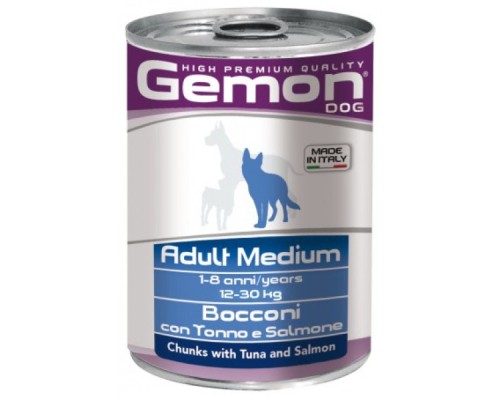Консерви для собак Gemon Dog Wet Medium Adult шматочки з тунцем та лососем 415 г (8009470387880)