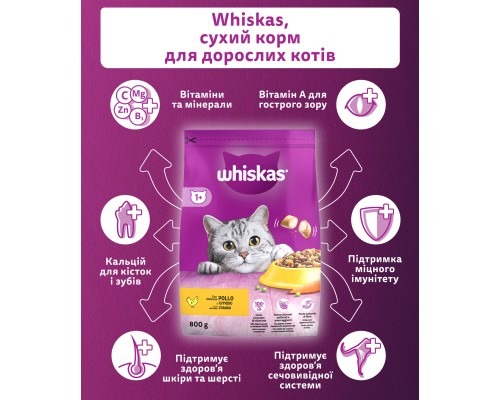 Сухий корм для кішок Whiskas з куркою 800 г (5998749144367)