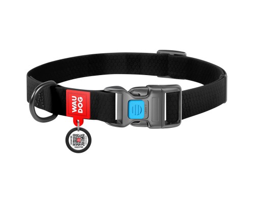 Нашийник для тварин WAUDOG Waterproof з QR паспортом Ш 20 мм Д 28-40 см чорний (27451)