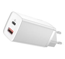 Зарядний пристрій Baseus 2xUSB 65W GaN (USB-C+USB-A) white (CCGAN2L-B02)
