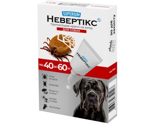 Краплі для тварин Superium Nevertix Протикліщові для собак від 40 кг (9140)