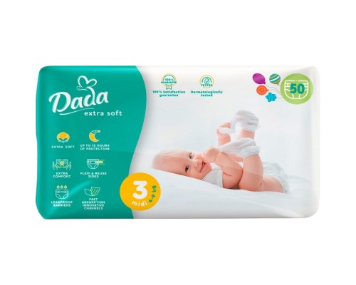 Підгузки Dada Extra Soft 3 Midi (4-9 кг) 50 шт (4820174981020)