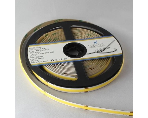 Світлодіодна стрічка LED-STIL 4000K 9 Вт/м COB 480 діодів IP33 24 Вольта 950 lm нейтральне світло (UC4-24-480-8-90)