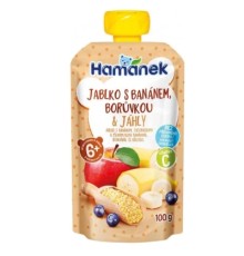 Дитяче пюре Hamanek із яблук, бананів, чорниці та пшона 100 г (1215916)