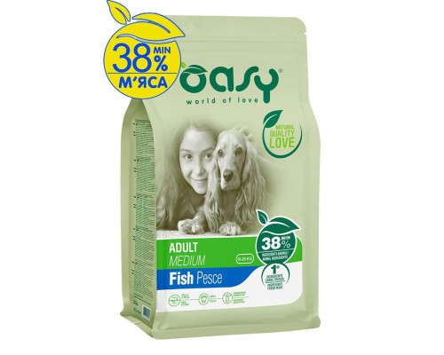 Сухий корм для собак OASY LIFESTAGE Adult Medium риба 3 кг (8054329510124)
