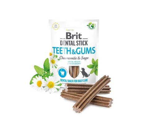 Ласощі для собак Brit Dental Stick Teeth&Gums ромашка і шавлія 251 г (8595602564354)