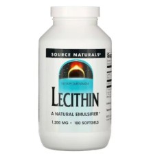 Амінокислота Source Naturals Лецитин 1200мг, 100 желатинових капсул (SN0616)