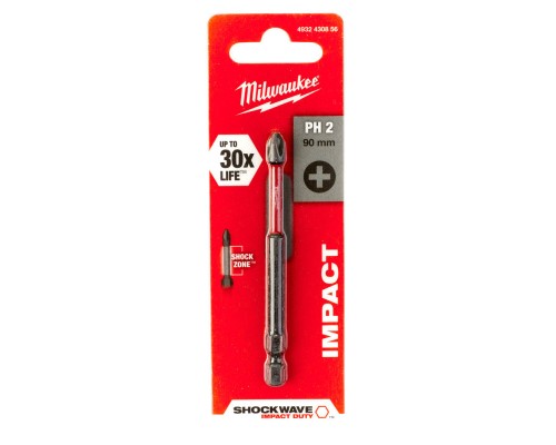 Набір біт Milwaukee SHOCKWAVE, PH2, 90мм 1шт (4932430856)