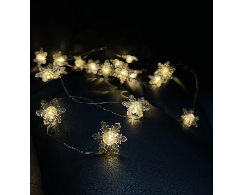 Гірлянда Chomik Сніжинки струна 2,2 м, 20 LED теплий білий, 2АА (5900779854208)