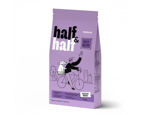 Сухий корм для собак Half&Half для середніх порід з яловичиною 12 кг (4820261920758)
