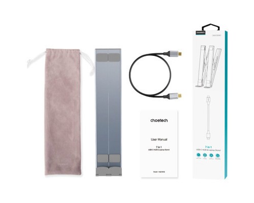 Порт-реплікатор Choetech USB-C 7-in-1 (HDMI/PD/картридер/USB-A/USB-C) Docking Station (HUB-M48-GY)