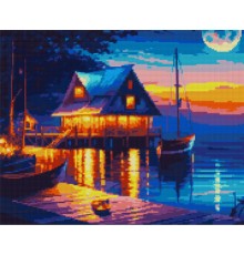 Картина по номерам Santi Річковий захід сонця 40*50 см алмазна мозаїка (954717)