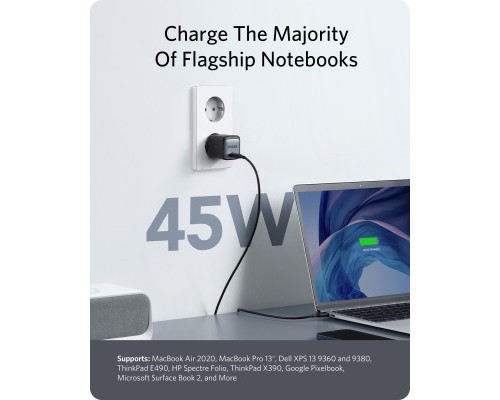 Зарядний пристрій Anker PowerPort 713 Nano II - 45W USB-C GaN Black (A2664G11)