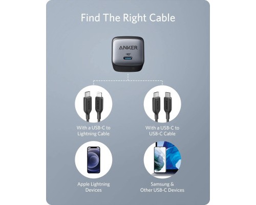 Зарядний пристрій Anker PowerPort 713 Nano II - 45W USB-C GaN Black (A2664G11)