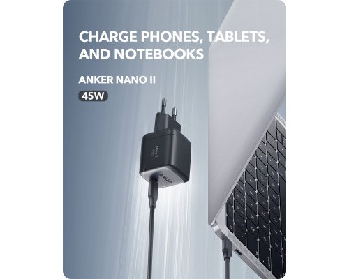 Зарядний пристрій Anker PowerPort 713 Nano II - 45W USB-C GaN Black (A2664G11)