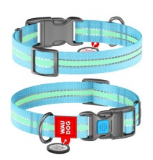 Нашийник для тварин WAUDOG Nylon з QR паспортом пластиковий фастекс Ш 25 мм Д 33-49 см блакитний (45642)
