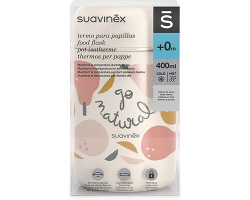Контейнер для зберігання продуктів Suavinex Go natural Термос для їжі, 400 мл, бежевий, рожева груша (401503)