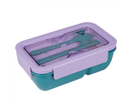 Ланч-бокс дитячий Yes Fusion 850 мл з приладдям фіолетово-зелений (708170)