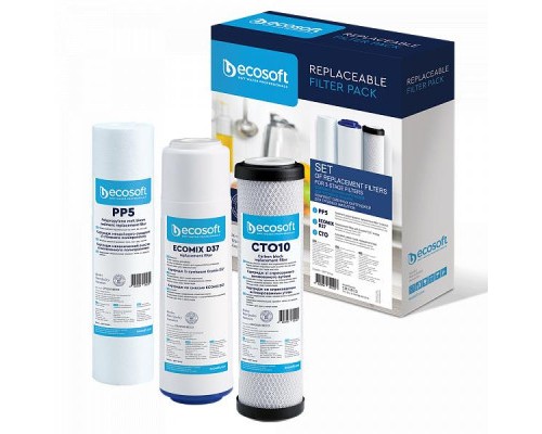 Картридж для фільтра глечика Ecosoft Комплект картриджів Ecosoft 1-2-3 для тристадійних фільтрів (CMV3ECO)