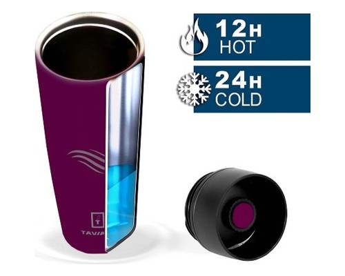 Термокружка Tavialo матовий бордовий колір + 2 ущільнювальних кільця 460 мл (190460103)