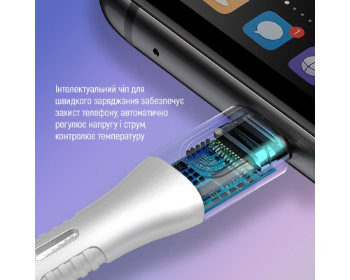 Дата кабель USB-C to USB-C 1.0m (PD Fast Charging 240W) 5А white ColorWay (CW-CBPDCC065-WT)