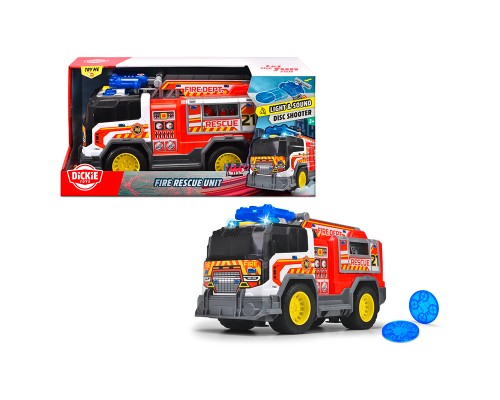 Спецтехніка Dickie Toys Рятувальна служба з драб., з функ. стрільби диск., зі зв. та св. еф., 30 см (3306020) Спецтехніка Dickie Toys Рятувальна служба з драб., з функ. стрільби диск., зі зв. та св. еф., 30 см (3306020)
