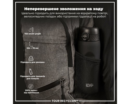 Пляшка для води ION8 OneTouch 750 мл BPA Free, Black (I8RF750BLK)
