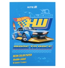 Кольоровий папір Kite А4 неоновий Hot Wheels (10 аркушів/ 5 кольорів) (HW24-252)