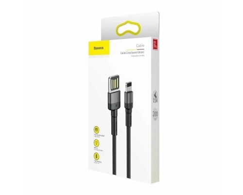 Дата кабель USB 2.0 AM to Lightning 2.0m Cafule grey+black Baseus (CALKLF-HG1)