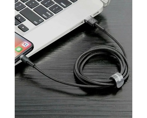 Дата кабель USB 2.0 AM to Lightning 2.0m Cafule grey+black Baseus (CALKLF-HG1)