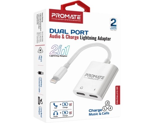 Адаптер Lightning to Lightning 12W + Lightning audio Promate (medialink-i2i)