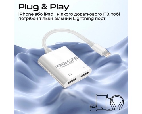 Адаптер Lightning to Lightning 12W + Lightning audio Promate (medialink-i2i)