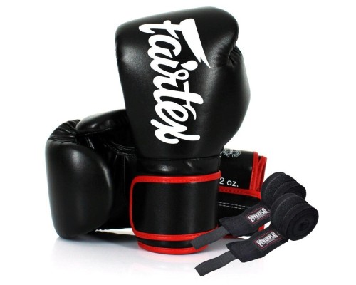Боксерські рукавички Fairtex BGV14 Black 16 унцій (бинти в комплекті) (BGV14_16oz_Black)