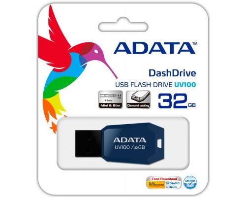 USB флеш накопичувач ADATA 32GB DashDrive UV100 Blue USB 2.0 (AUV100-32G-RBL) 