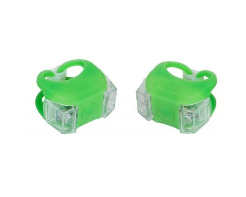 Комплект велофар Velotrade мигалка 2шт BC-RL8002 белый+красный свет LED, зеленый корпус (L-018)