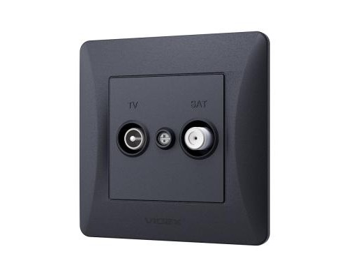 ТВ розетка Videx BINERA TV одинарна телевізійна чорні (VF-BNSK2TVSATE-BG)