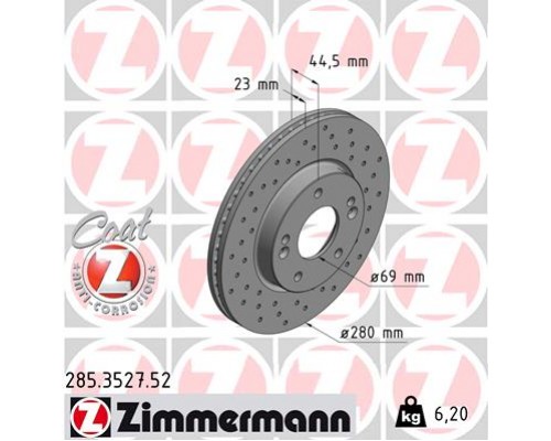 Гальмівний диск ZIMMERMANN 285.3527.52
