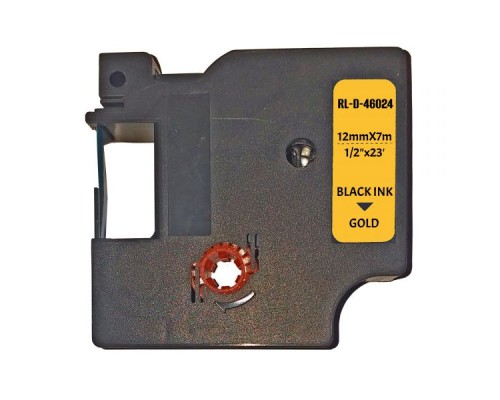 Стрічка для принтера етикеток UKRMARK RL-D-R-46024-BK/GO шовкова стрічка. для DYMO серії D1. 12мм (900309)