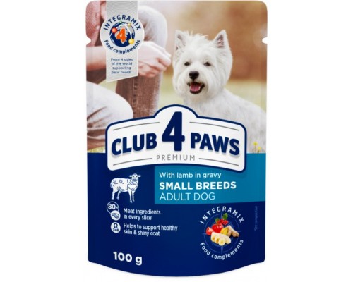 Вологий корм для собак Club 4 Paws для малих порід з ягням у соусі 100 г (4820215363464)