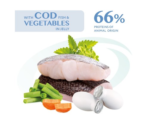 Вологий корм для кішок Optimeal з тріскою і овочами в желе 85 г (4820215364041)