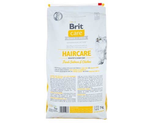Сухий корм для кішок Brit Care Cat GF Haircare Healthy and Shiny Coat 7 кг (8595602540877)