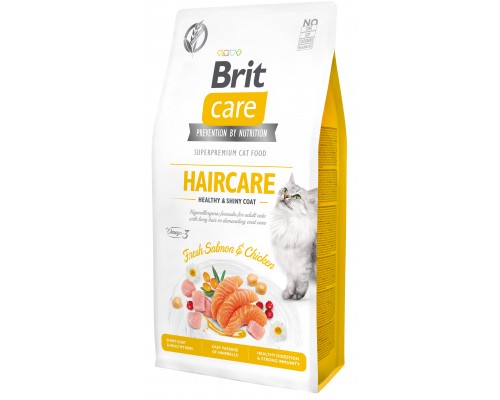 Сухий корм для кішок Brit Care Cat GF Haircare Healthy and Shiny Coat 7 кг (8595602540877)