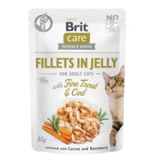 Вологий корм для кішок Brit Care Cat pouch 85 г (тріска та форель у желе) (8595602540587)