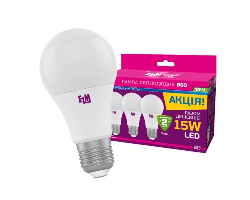Лампочка ELM B60 15W PA10L E27 4000K 3шт. (18-0143)