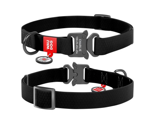 Нашийник для тварин WAUDOG Waterproof з QR паспортом M Ш 20 мм Д 24-40 см(чорний) (27931)