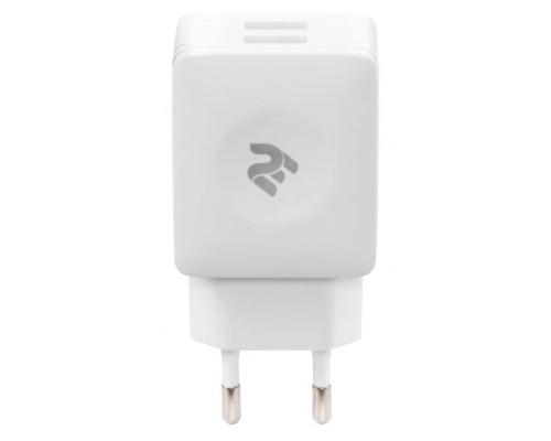 Зарядний пристрій 2E Wall Charger Dual USB-A 2.4A + cable USB-C White (2E-WC1USB2.1A-CC)