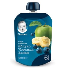 Дитяче пюре Gerber Яблуко, чорниця, банан 90г (1227025)