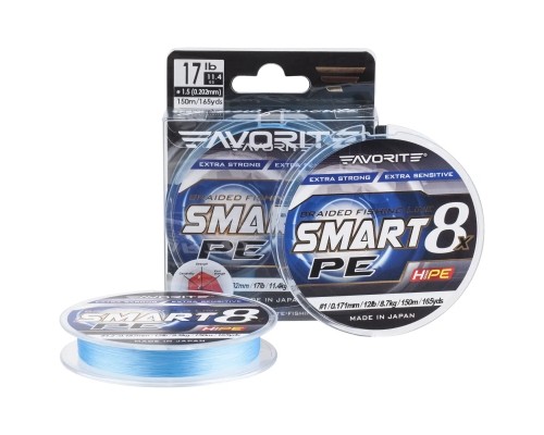 Шнур Favorite Smart PE 8x 150м 1.0/0.171mm 12lb/8.7kg Sky Blue (1693.10.73)